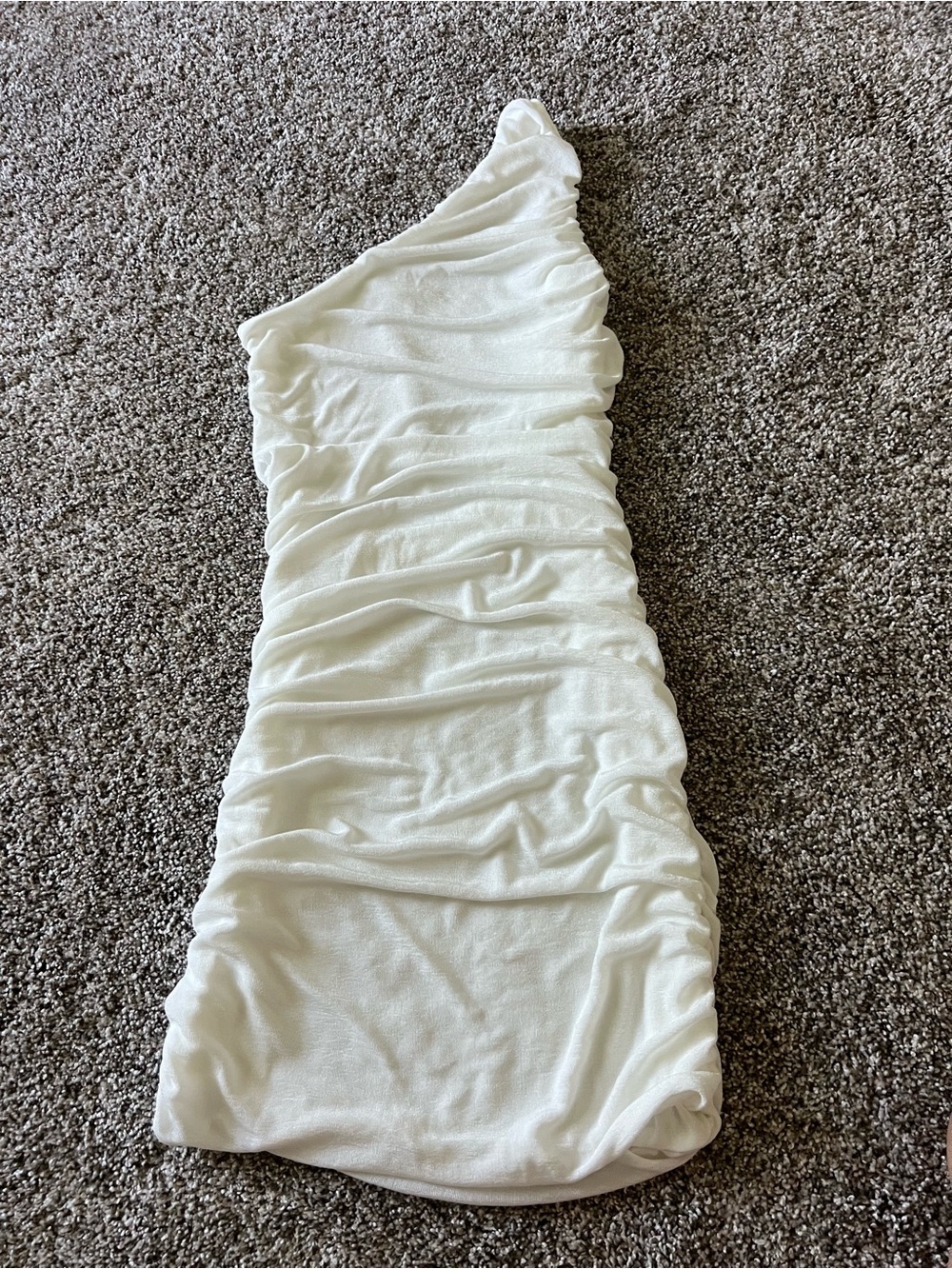 One-Shoulder Ruched White Bodycon Dress - Picture 1 of 1